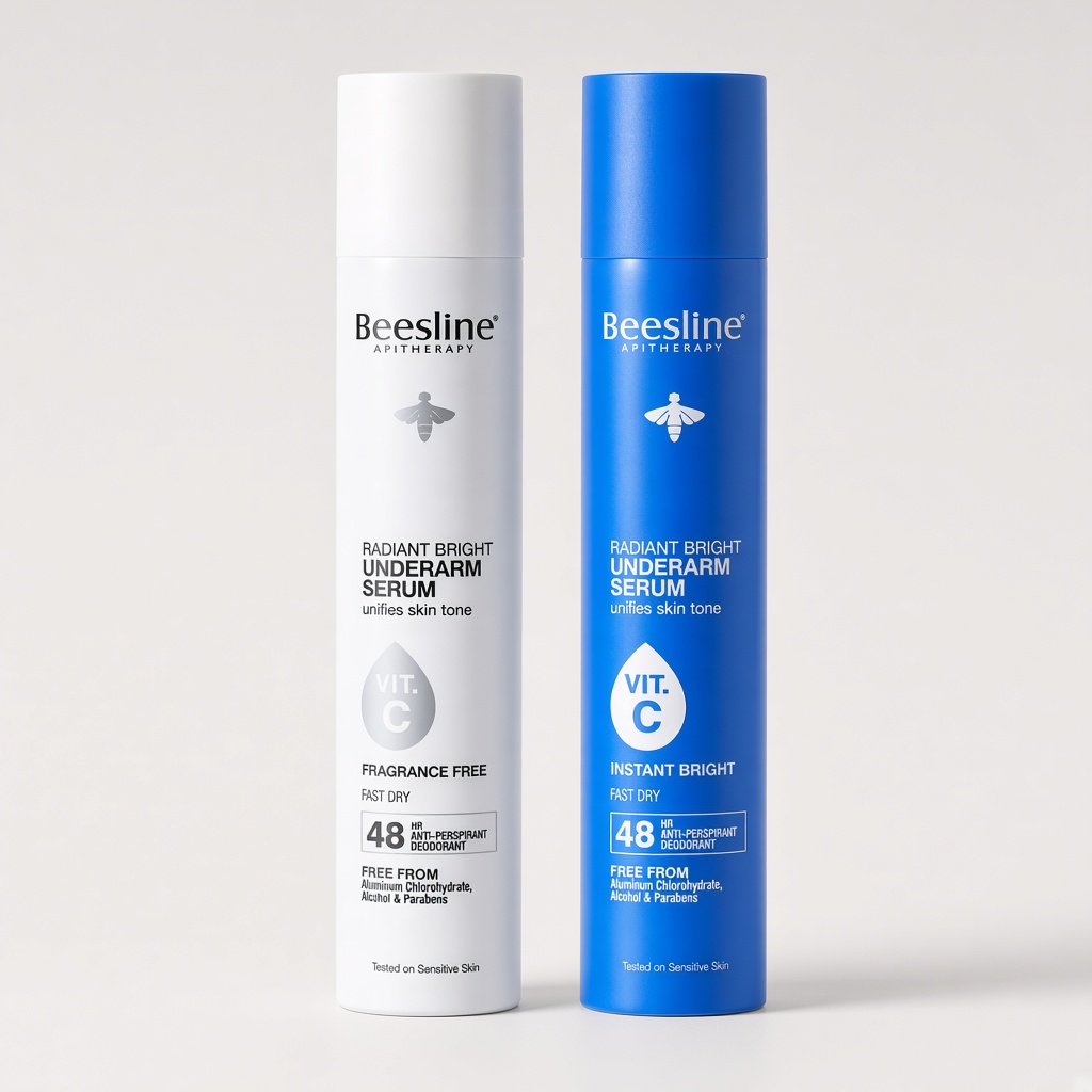 Beesline بخاخ سيروم تفتيح لمنطقة تحت الإبط بفيتامين C، 150 مل - خالٍ من العطر + Instant Bright