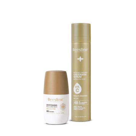 Special Offer: Radiant Bright Underarm Serum - Delays Shaving + Whitening Roll-On Deodorant - Hair Delaying