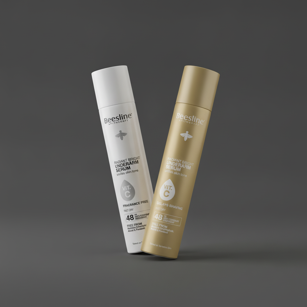 Beesline Radiant Bright Underarm Serum – Brightening Deo-Serum Spray – Fragrance-Free + Hair Delaying