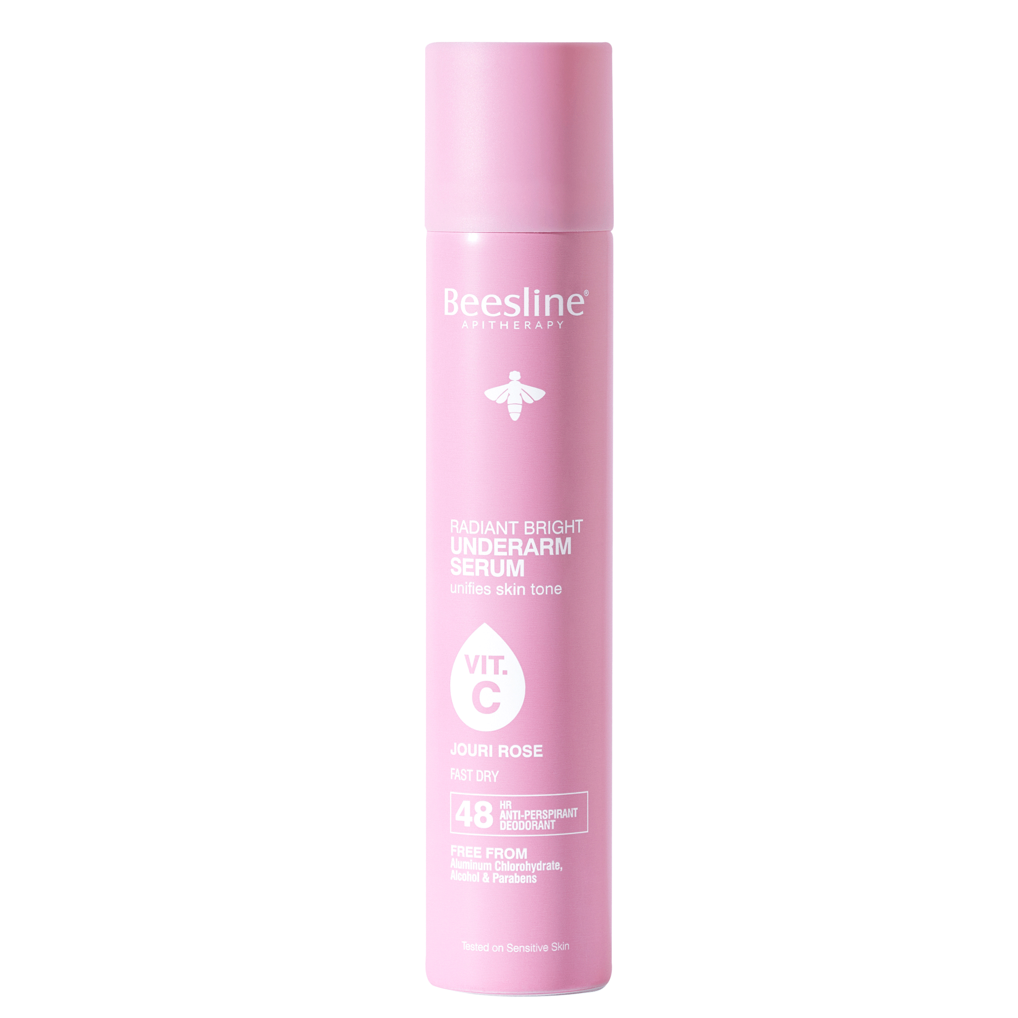 Beesline Radiant Bright Underarm Serum – Jouri Rose – Powered by Alum, 48H Protection, Non-Clogging, 0% Aluminum Chlorohydrate, Lumiskin™ + Vit C to Even Skin Tone, Sensitive Skin Safe, 150ml