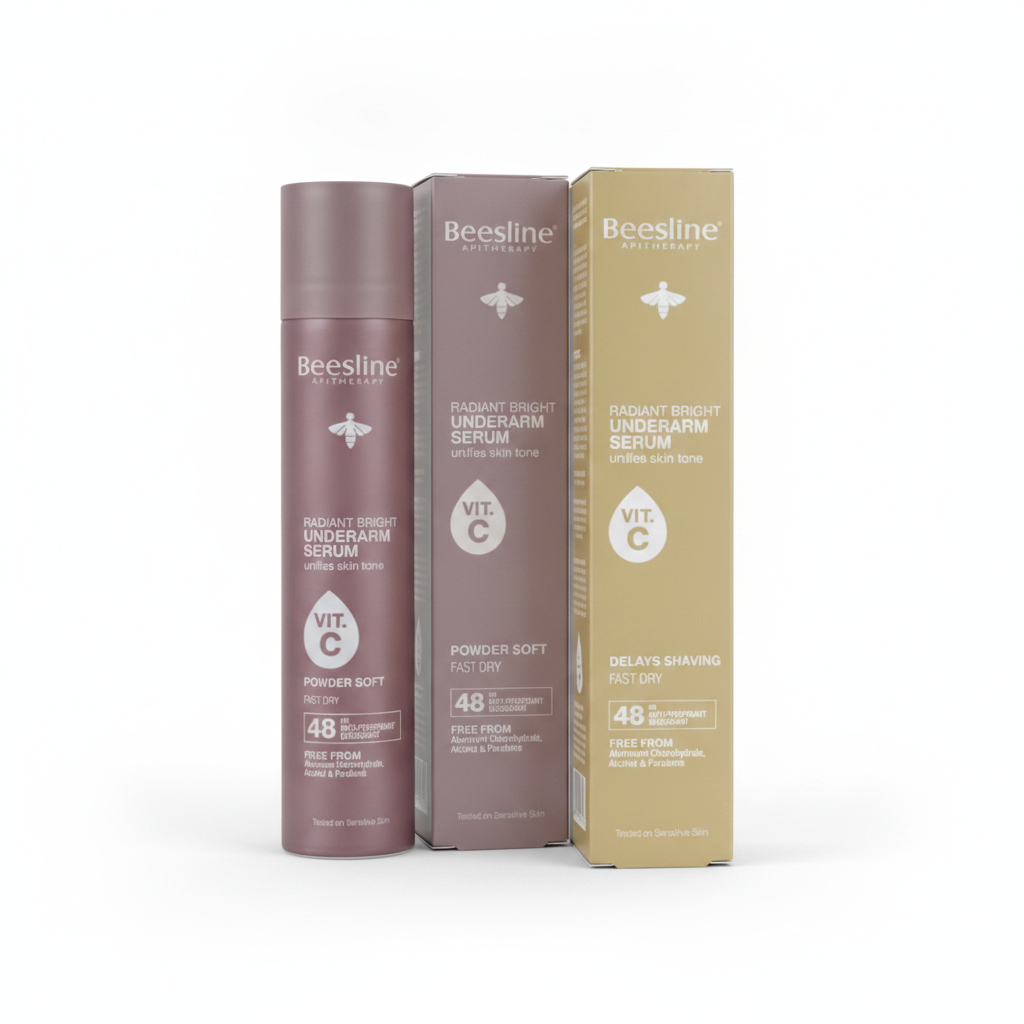 Beesline Brightening Underarm Serum Vit C Spray 48H Powder Soft 150ml  + Hair Delaying