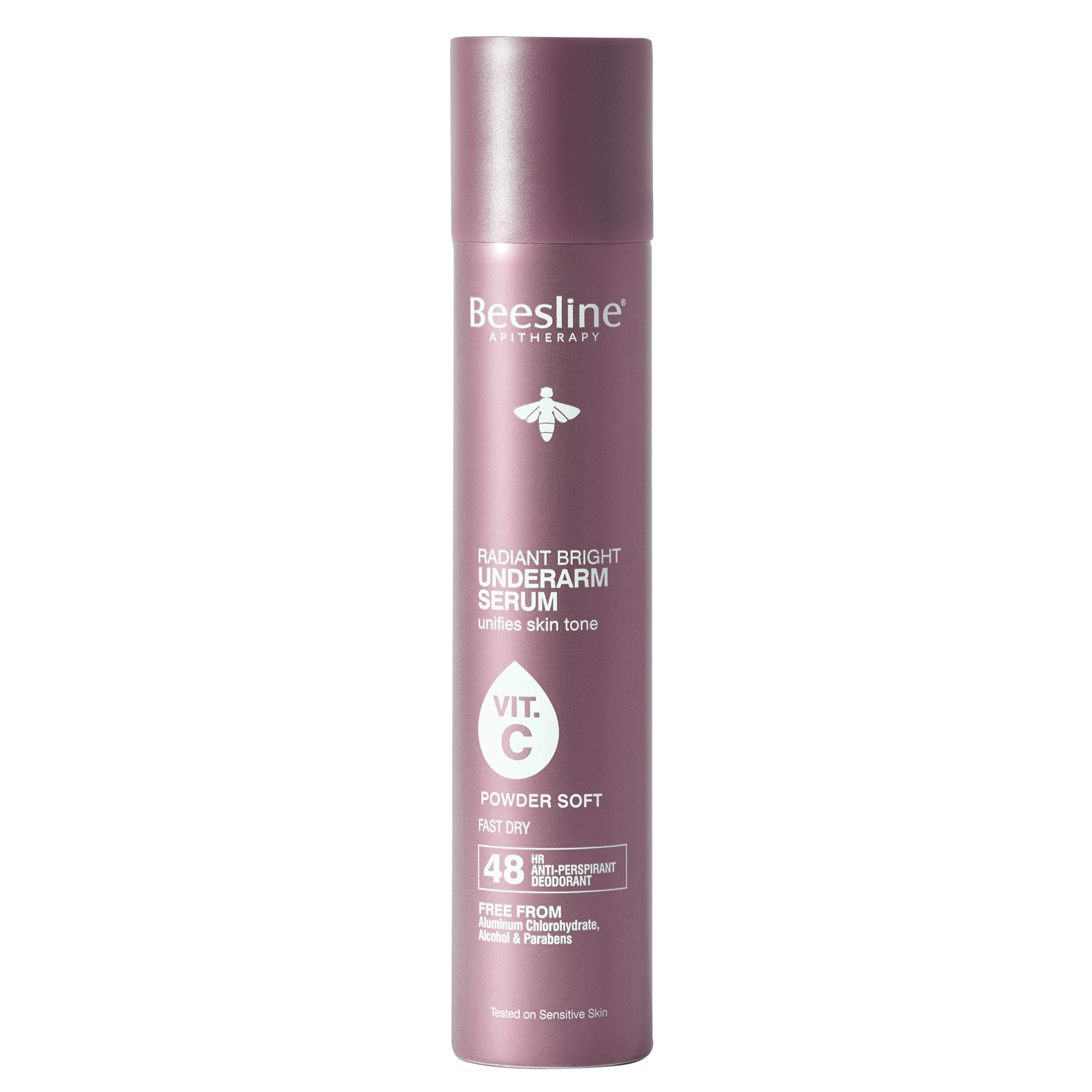 Beesline Radiant Bright Underarm Serum – Brightening Deo-Serum Spray – Powder Soft – Natural Alum Crystal 48H Protection, 0% Aluminum Chlorohydrate – 150ml