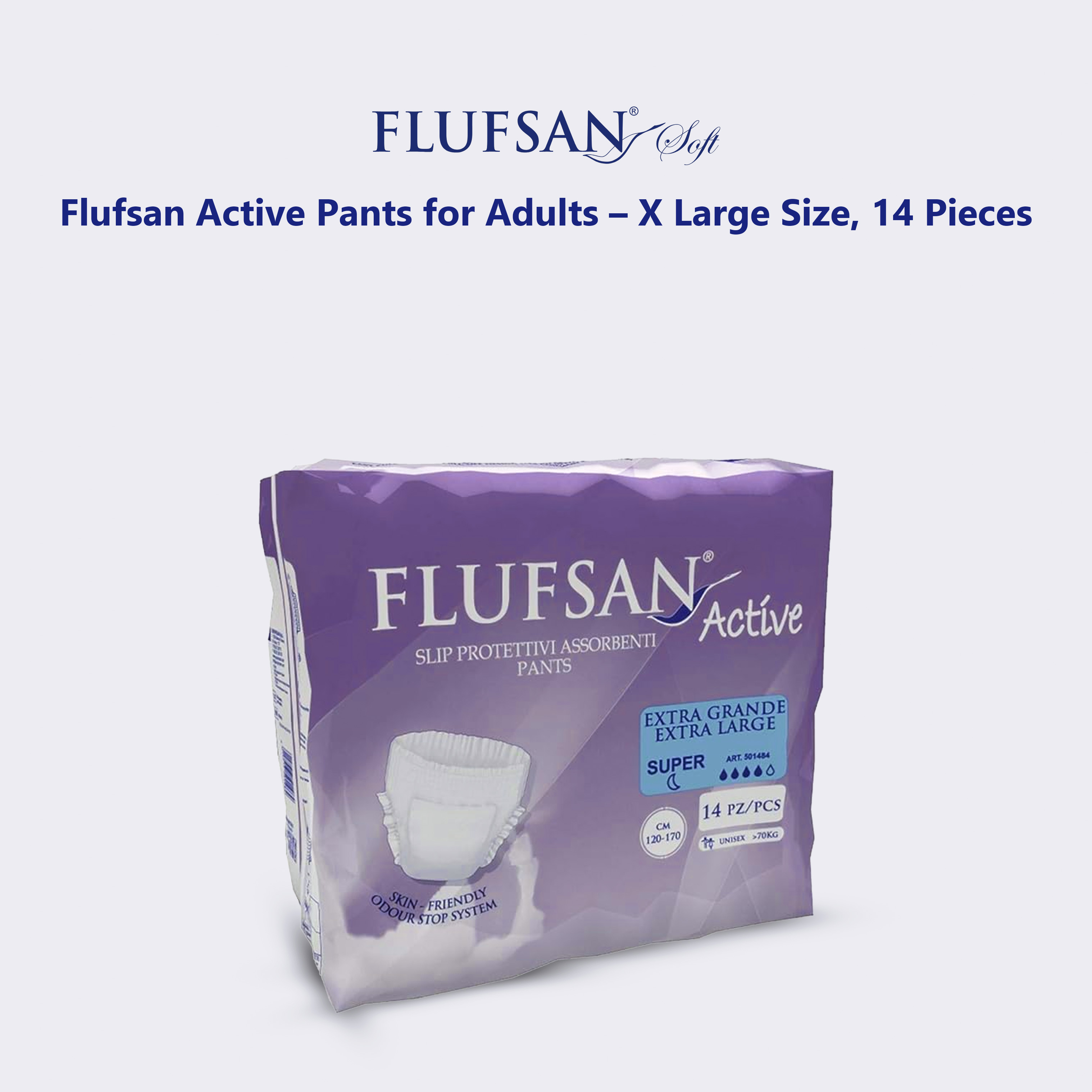 Flufsan Active Absorbent Pants XL (Extra Large) - 14 Count For Discreet Protection