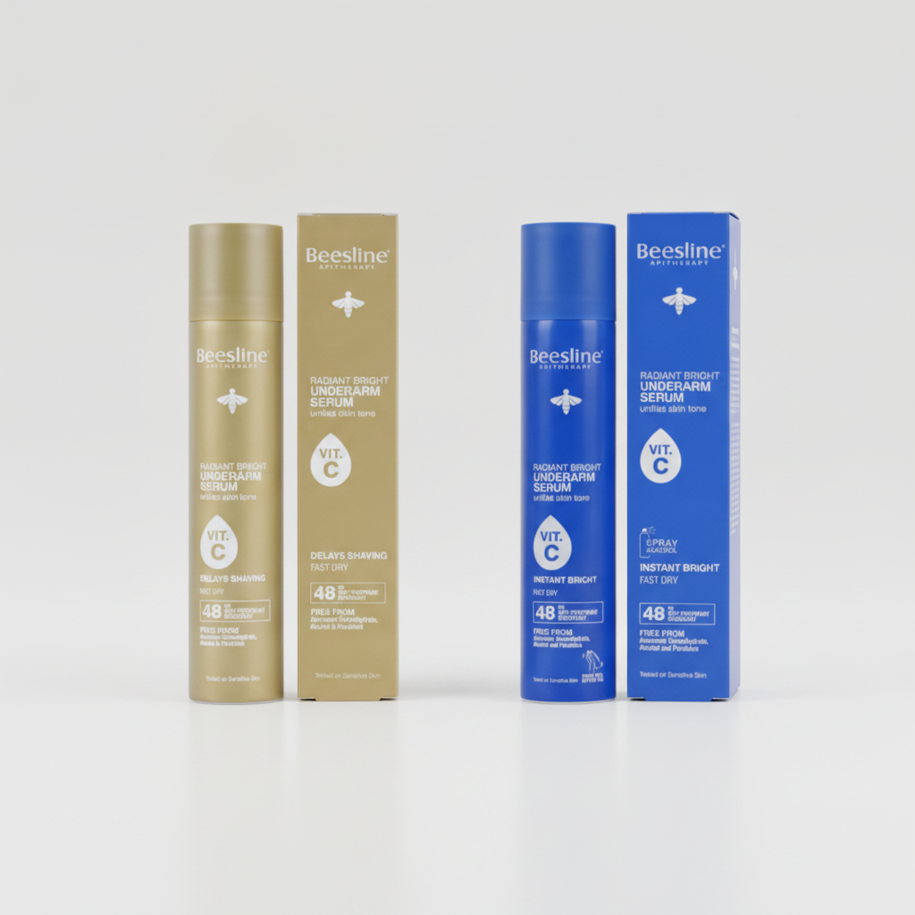 Beesline Radiant Bright Underarm Serum Spray With Vitamin C & 48H Protection 150ml  + Instant Bright