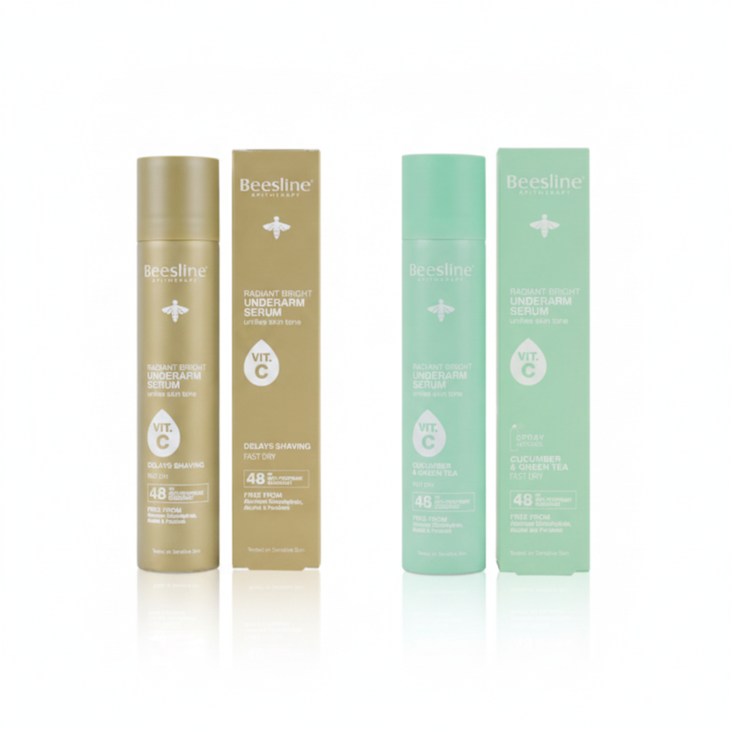Beesline Radiant Bright Underarm Serum Spray Vit C, Cucumber & Green Tea - 150ml + Hair Delaying