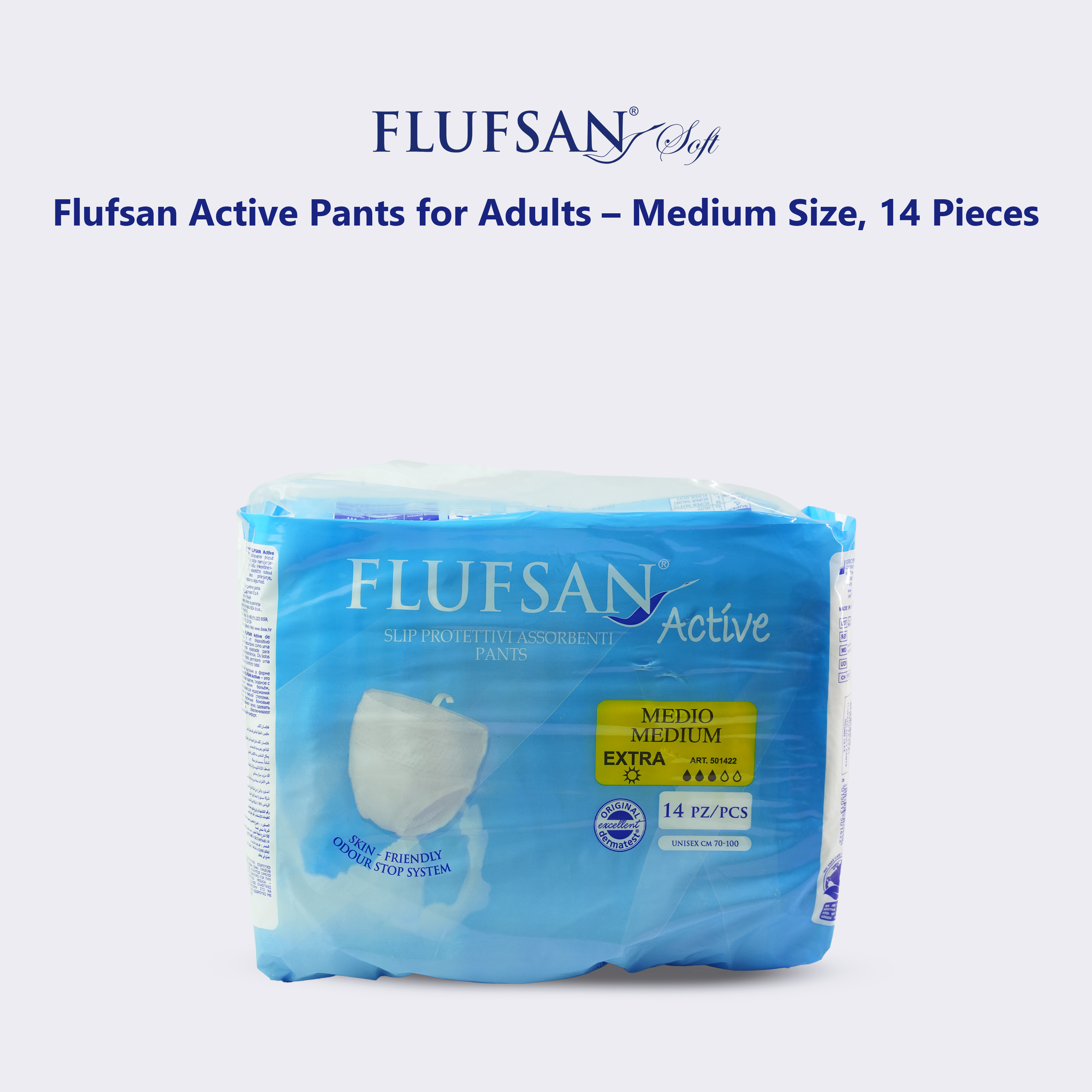 Flufsan Active Pants M: Discreet Absorbent Underwear for Comfort (14 Pcs)